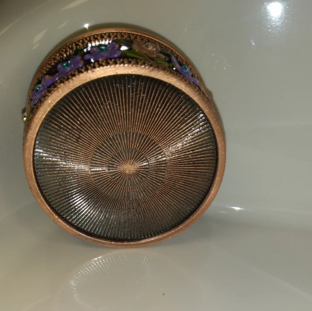 Elegant Bronze Jewelry Trinket with Purple Details